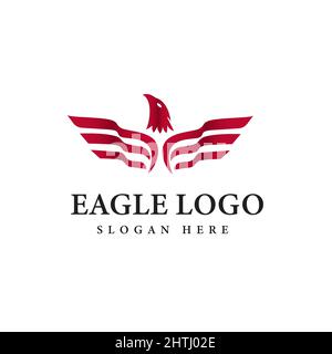 Flying red eagle illustration logo Stock Vector