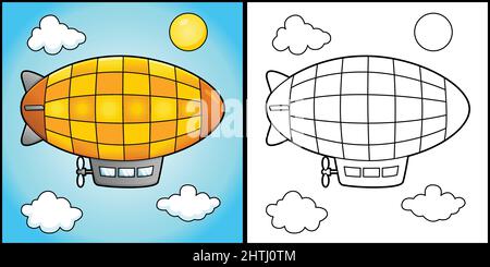 Zeppelin Coloring Page Vehicle Illustration Stock Vector