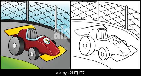 Race Car Cartoon Clipart Colored Illustration Stock Vector Image & Art ...
