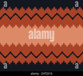 Original Seamless Navajo pattern made in vector. Geometric design. Tribal southwestern native american navajo carpet in real orange, black, pink color Stock Vector