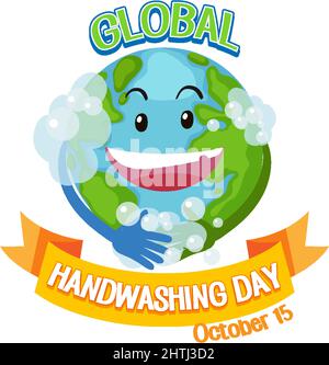 Global handwashing day with hands and world map Stock Vector Image ...