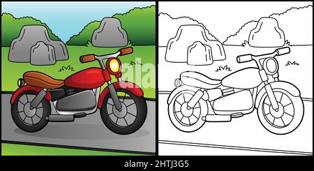 Trike coloring page outline and colored in version. Coloring page for ...