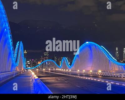 Maidan Bridge Dubai with Dubai Skyline. Roads and bridges UAE Stock Photo