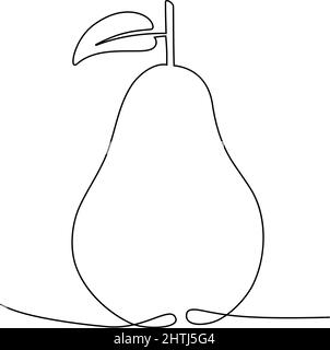 Pear in one line drawing, vector illustration Stock Vector