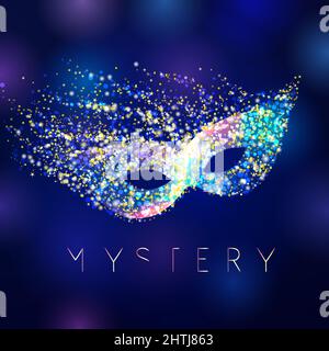 Colorful creative glittering style mask. Isolated abstract graphic design template. Happy Purim colored congrats, Entertaining or carnival symbol. Stock Vector