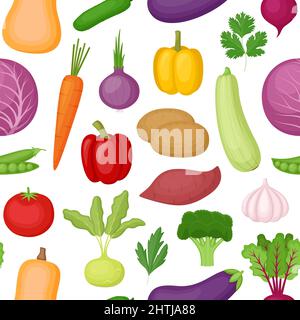 Seamless pattern with vegetables and greens, vector illustration Stock Vector