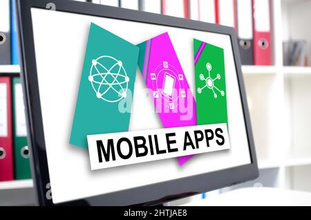 Mobile apps concept shown on a computer screen Stock Photo