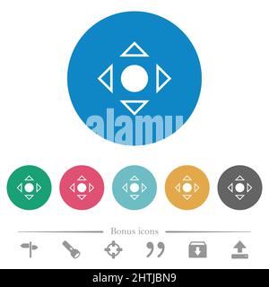 Scrolling tool alternate flat white icons on round color backgrounds. 6 bonus icons included. Stock Vector