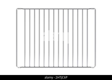 Empty Metal Grill Rack or Oven Grid on a white background. 3d Rendering Stock Photo