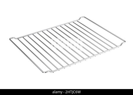 Empty Metal Grill Rack or Oven Grid on a white background. 3d Rendering Stock Photo