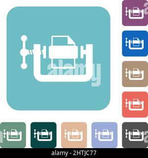 File compression solid white flat icons on color rounded square backgrounds Stock Vector