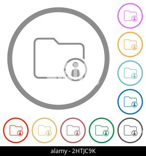 Directory owner outline flat color icons in round outlines on white background Stock Vector