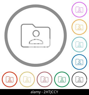 Folder owner outline flat color icons in round outlines on white background Stock Vector
