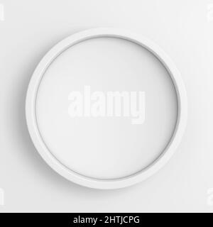 White Blank Circle Badge Button Mockup Template with Shadow on a white background. 3d Rendering Stock Photo