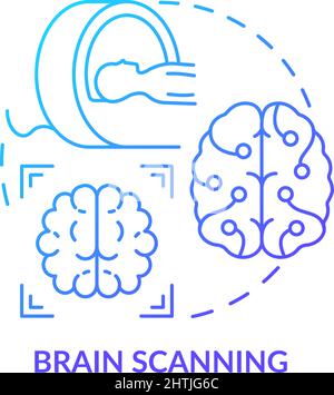 Brain scanning blue gradient concept icon Stock Vector