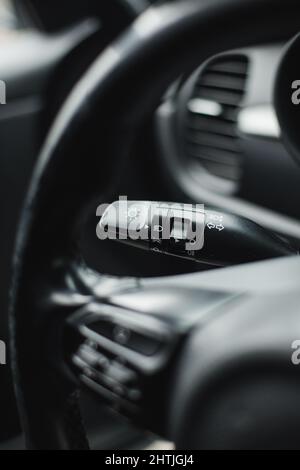 Switch off lights in a car. Car integrated turning indicator Stock Photo