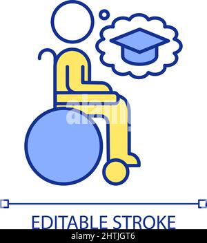 Students with disabilities RGB color icon Stock Vector