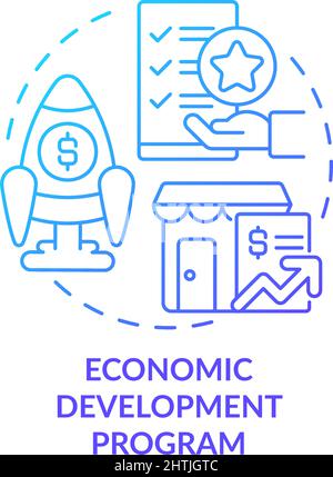 Economic development program blue gradient concept icon Stock Vector