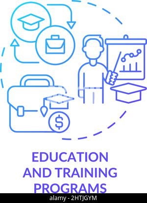Education and training programs blue gradient concept icon Stock Vector