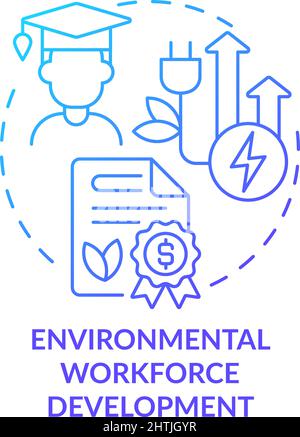 Environmental workforce development blue gradient concept icon Stock Vector