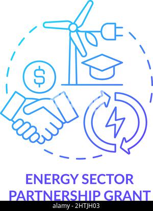 Energy sector partnership grant blue gradient concept icon Stock Vector
