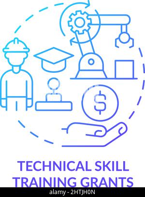 Technical skill training grants blue gradient concept icon Stock Vector