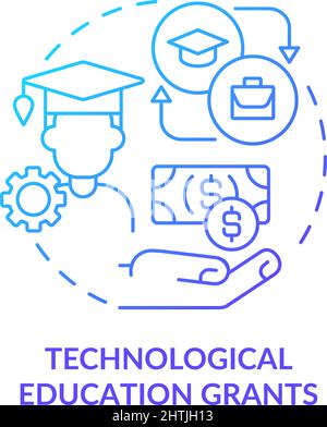 Technological education grants blue gradient concept icon Stock Vector