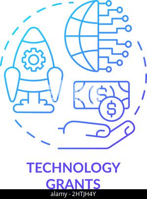 Technology grants blue gradient concept icon Stock Vector