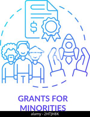 Grants for minorities blue gradient concept icon Stock Vector