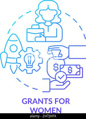 Grants for women blue gradient concept icon Stock Vector