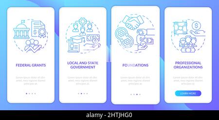 Workplace development grants blue gradient onboarding mobile app screen Stock Vector