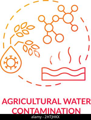 Agricultural water contamination red gradient concept icon Stock Vector
