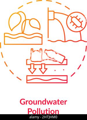 Groundwater pollution red gradient concept icon Stock Vector