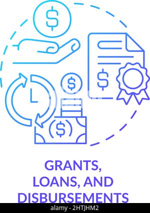 Grants, loans and disbursements blue gradient concept icon Stock Vector