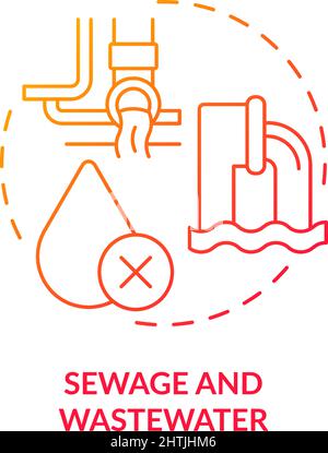 Sewage and wastewater red gradient concept icon Stock Vector