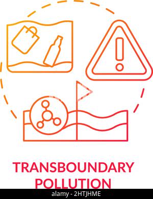 Transboundary pollution red gradient concept icon Stock Vector