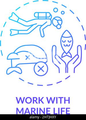 Work with marine life blue gradient concept icon Stock Vector