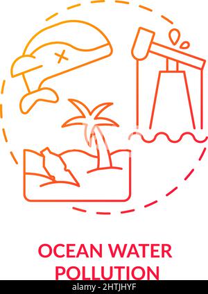 Ocean water pollution red gradient concept icon Stock Vector