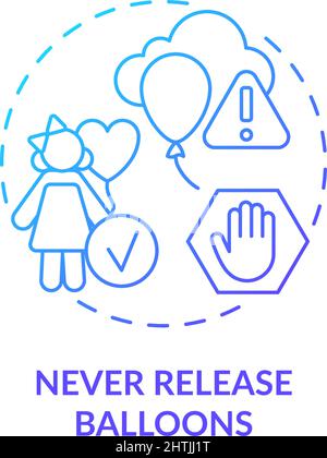 Never release balloons blue gradient concept icon Stock Vector