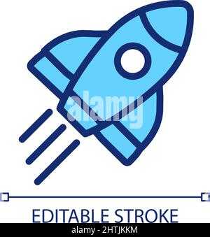 Rocket pixel perfect RGB color icon Stock Vector