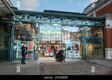 Entrance to London Transport Museum, Covent Garden, London, England. Stock Photo