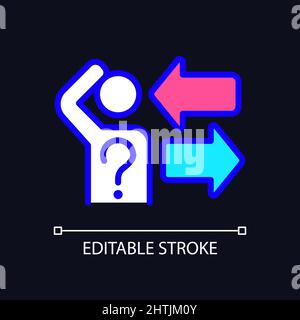 Difficult choice RGB color icon for dark theme Stock Vector