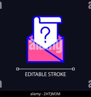 Mail question RGB color icon for dark theme Stock Vector