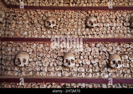 Capela dos Ossos, Knochenkapelle, ein Beinhaus in Faro in Portugal, das zur Barockkarmeliterkirche Nossa Senhora do Carmo aus dem 18. Jahrhundert gehö Stock Photo