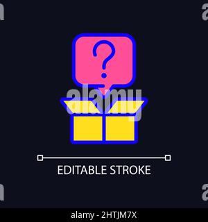 Out-of-the-box question RGB color icon for dark theme Stock Vector