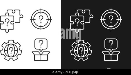 Searching of new problem solutions linear icons set for dark, light mode Stock Vector