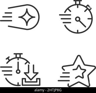 Speed and time pixel perfect linear icons set Stock Vector