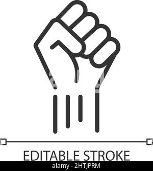 Fist up pixel perfect linear icon Stock Vector