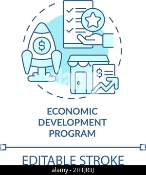 Economic development program turquoise concept icon Stock Vector