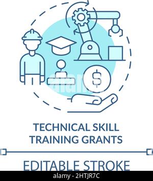 Technical skill training grants turquoise concept icon Stock Vector